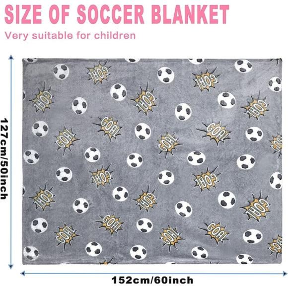 Glow in The Dark Blanket Soccer for Kids Boys Girls Fun Soft Plush Flannel Furry - Picture 4 of 7